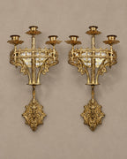 Pair of Gothic Gilt-Bronze Wall Candelabra — styled main view