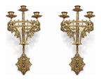 Pair of Gothic Gilt-Bronze Wall Candelabra — original detail view 1