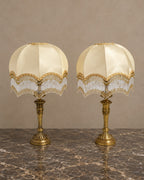 Pair of Fringed Silk-Shade Table Lamps — styled main view