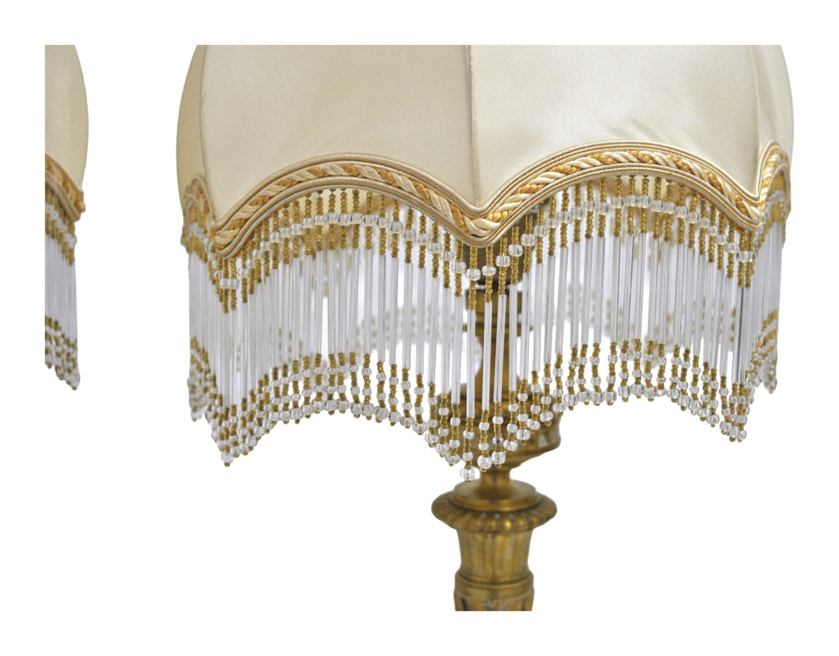 Pair of Fringed Silk-Shade Table Lamps — original detail view 1