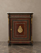 Empire-Style Burr-Walnut Cabinet with Marble Top — styled main view