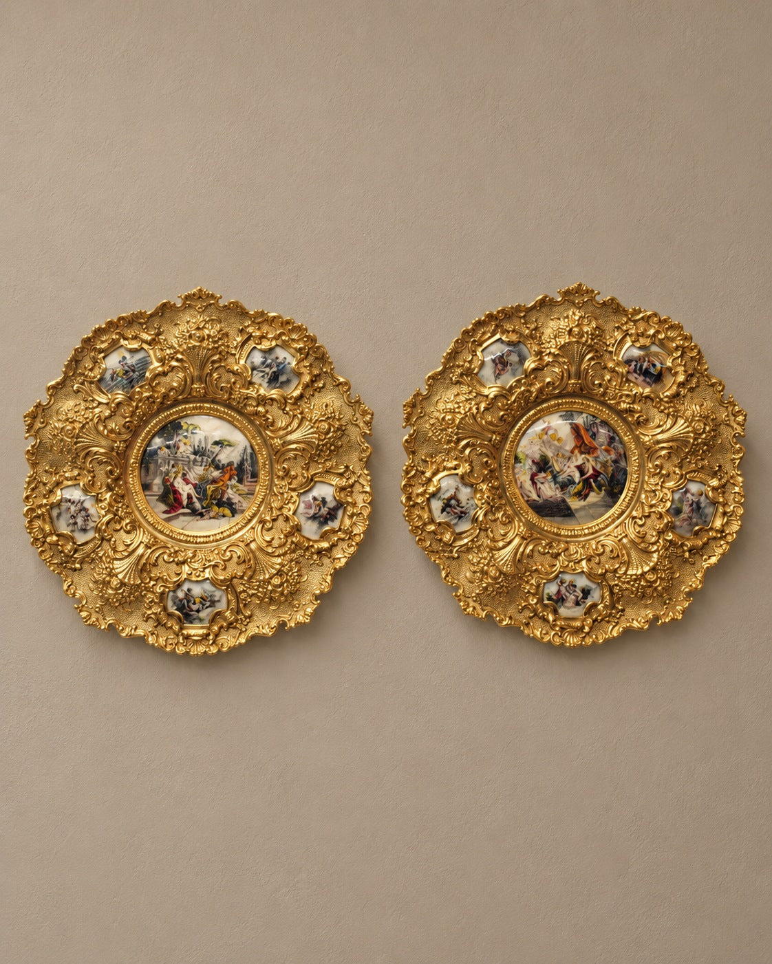 Pair of Spanish Gilt-Bronze Decorative Plaques — styled main view