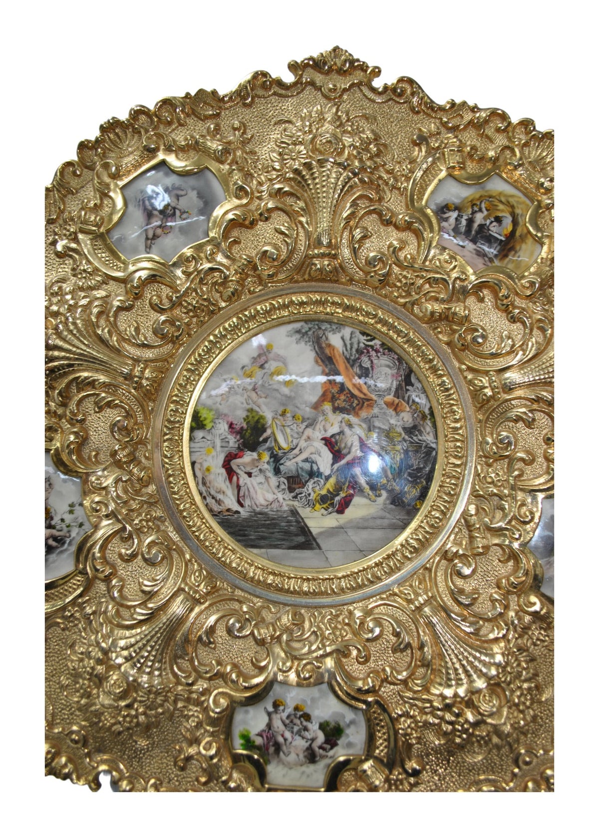 Pair of Spanish Gilt-Bronze Decorative Plaques — original detail view 2