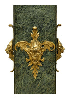 Pair of Green-Marble Pedestals with Bronze Urns — original detail view 1