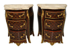 Pair of Louis XV-Style Bombé Marble-Top Cabinets — original detail view 1