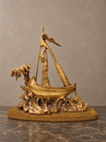 Gilt Carved-Wood Venetian Gondola Sculpture — styled main view