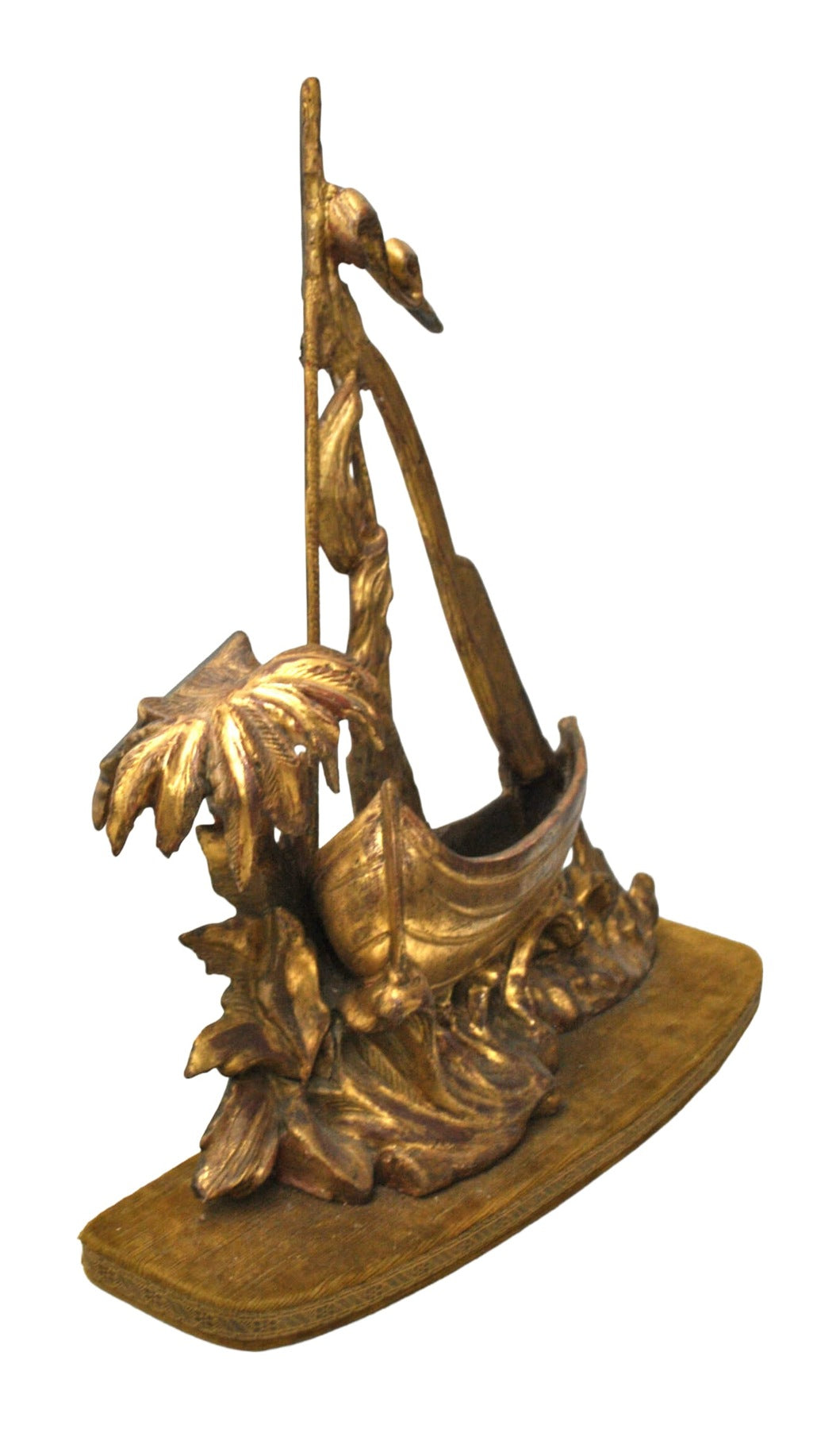 Gilt Carved-Wood Venetian Gondola Sculpture — original detail view 1