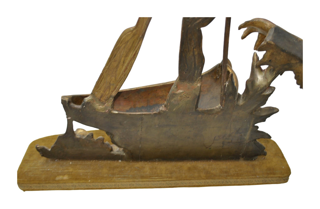 Gilt Carved-Wood Venetian Gondola Sculpture — original detail view 2
