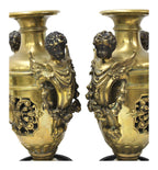 Pair of Bronze Amphora Vases with Cherub Handles — original detail view 1