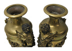 Pair of Bronze Amphora Vases with Cherub Handles — original detail view 2