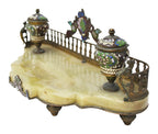 Onyx-Type Stone and Cloisonné Double Inkstand — original detail view 1