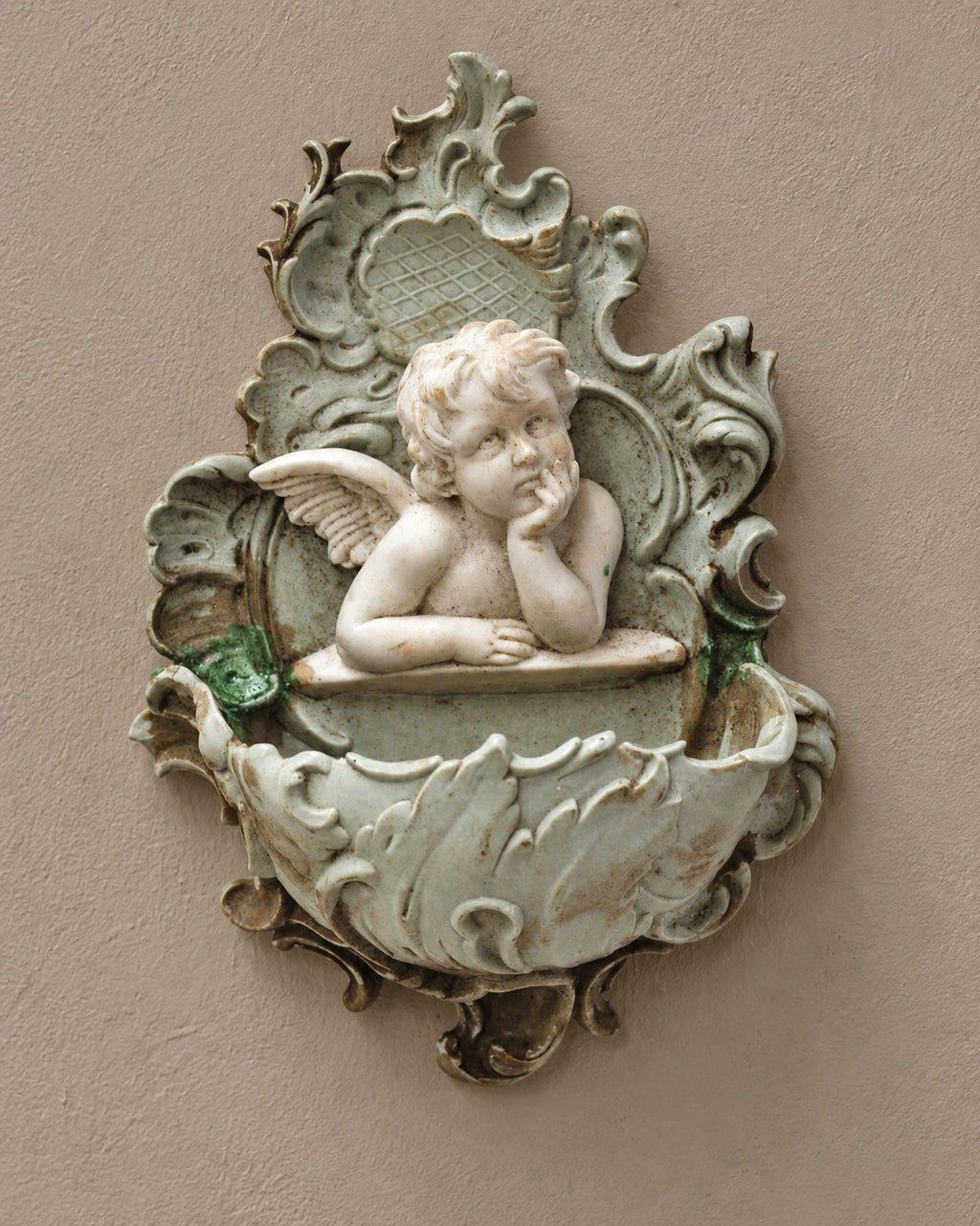 Bisque Cherub Wall Holy-Water Font — styled main view