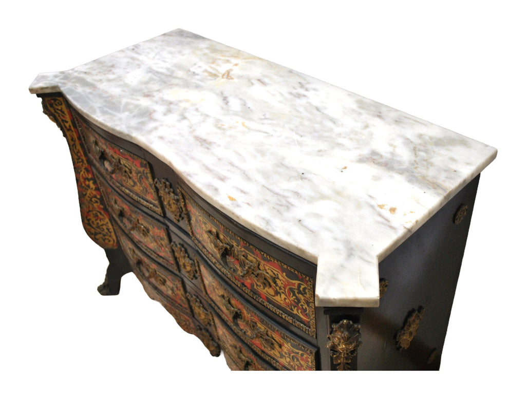 Napoleon III-Style Ebonized Marble-Top Chest — original detail view 1