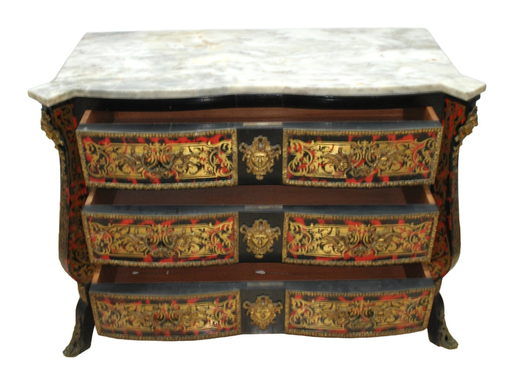Napoleon III-Style Ebonized Marble-Top Chest — original detail view 2