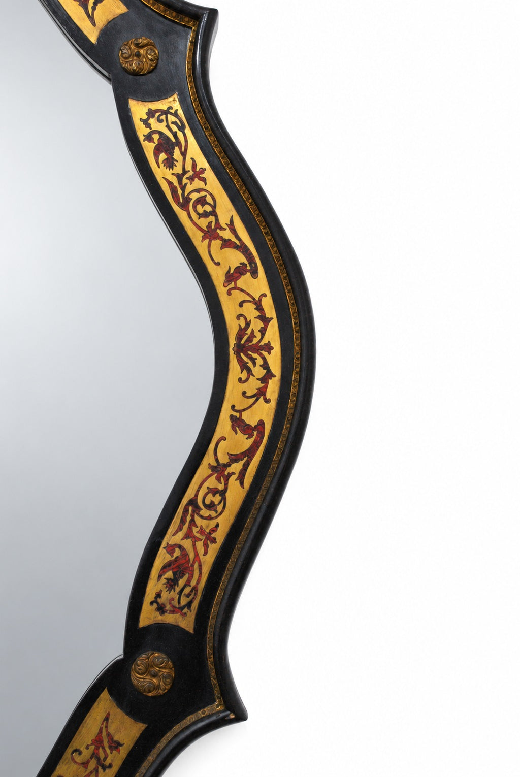 Napoleon III-Style Ebonized Marquetry Mirror — original detail view 1