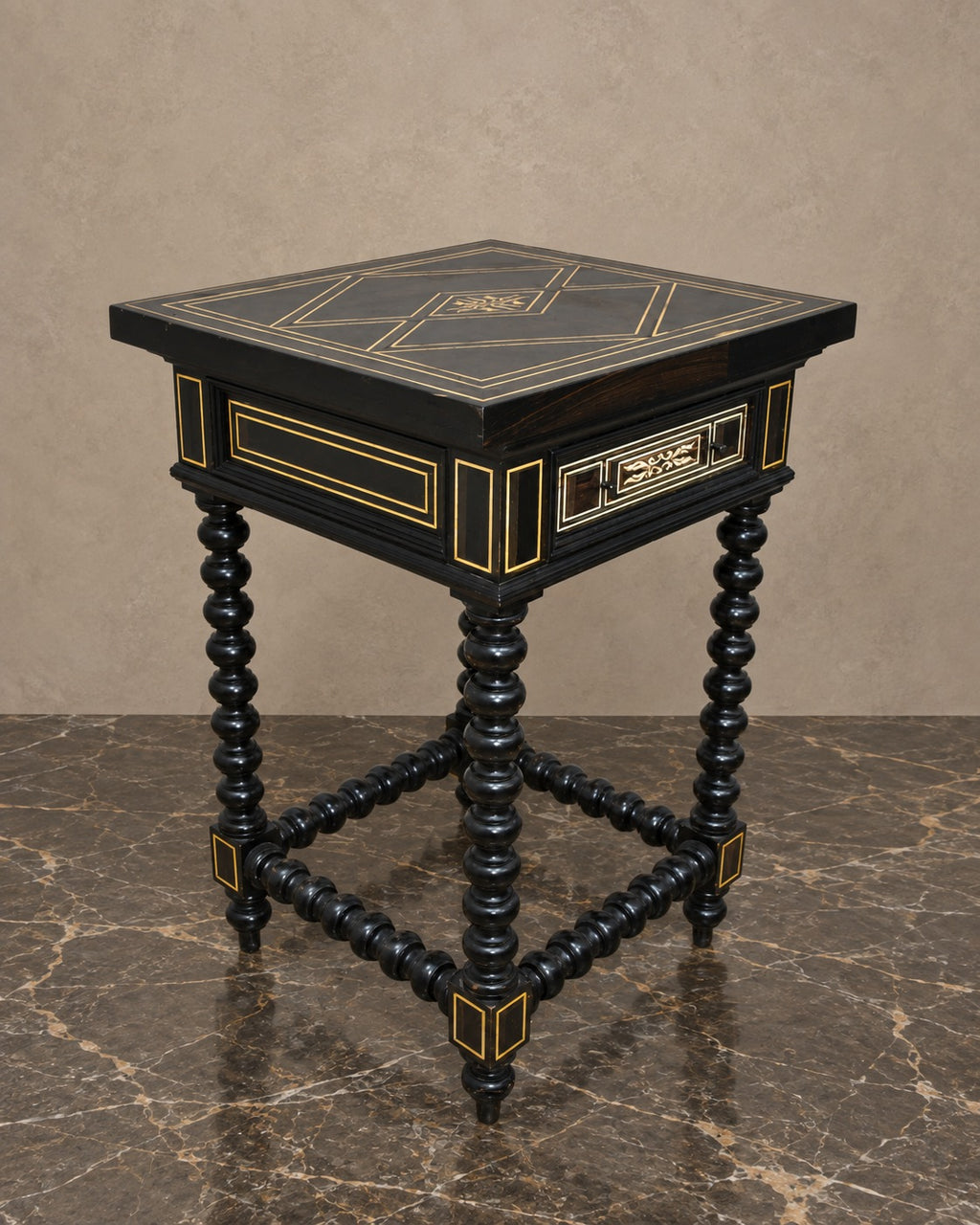 Ebonized Napoleon III-Style Side Table — styled main view