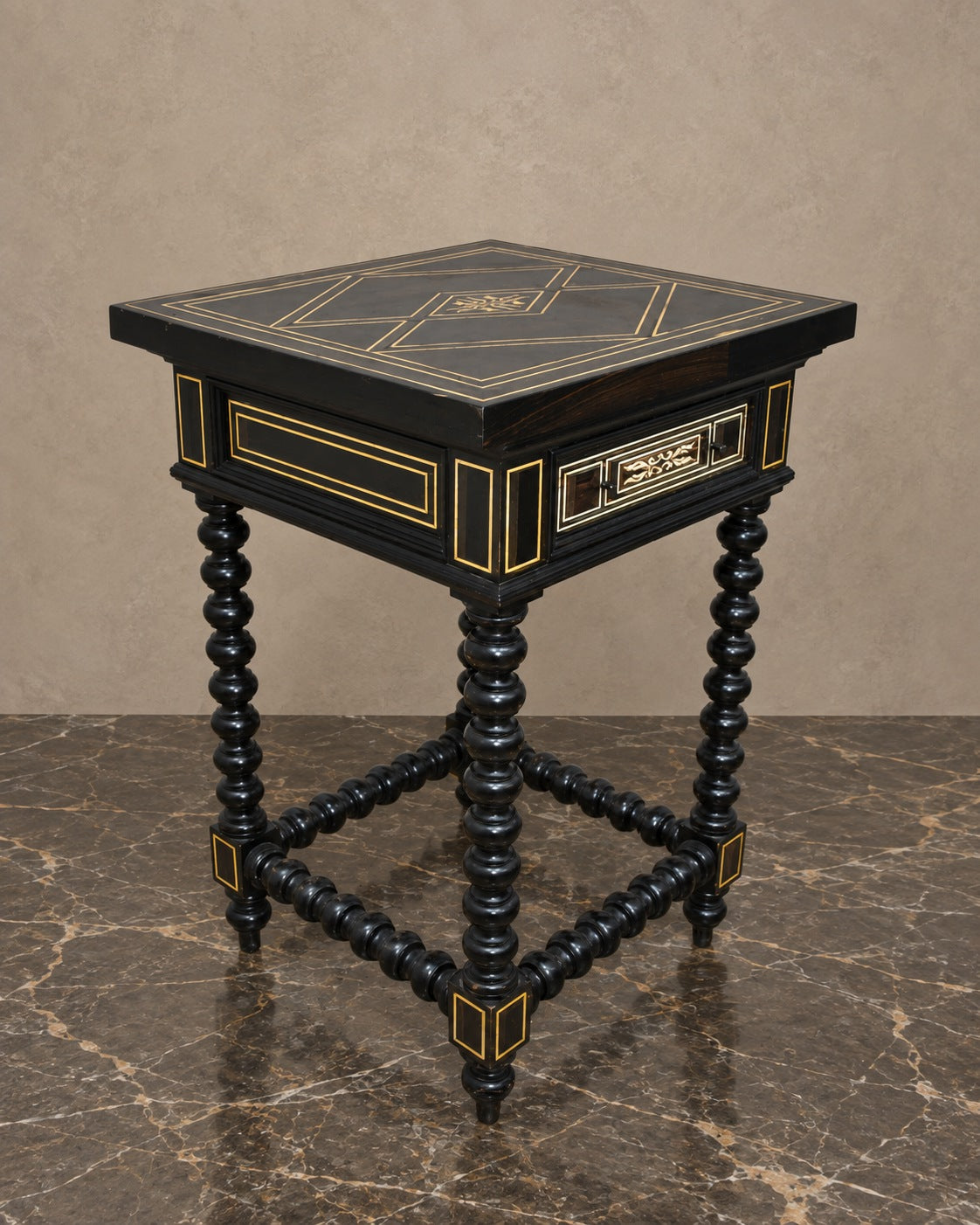 Ebonized Napoleon III-Style Side Table — styled main view