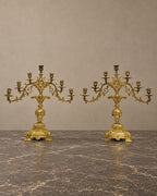 Pair of Seven-Light Gilt-Bronze Candelabra — styled main view