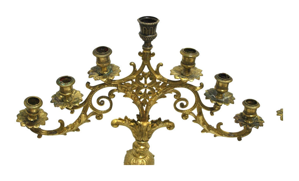 Pair of Seven-Light Gilt-Bronze Candelabra — original detail view 1