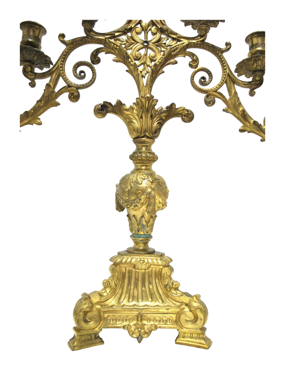 Pair of Seven-Light Gilt-Bronze Candelabra — original detail view 2