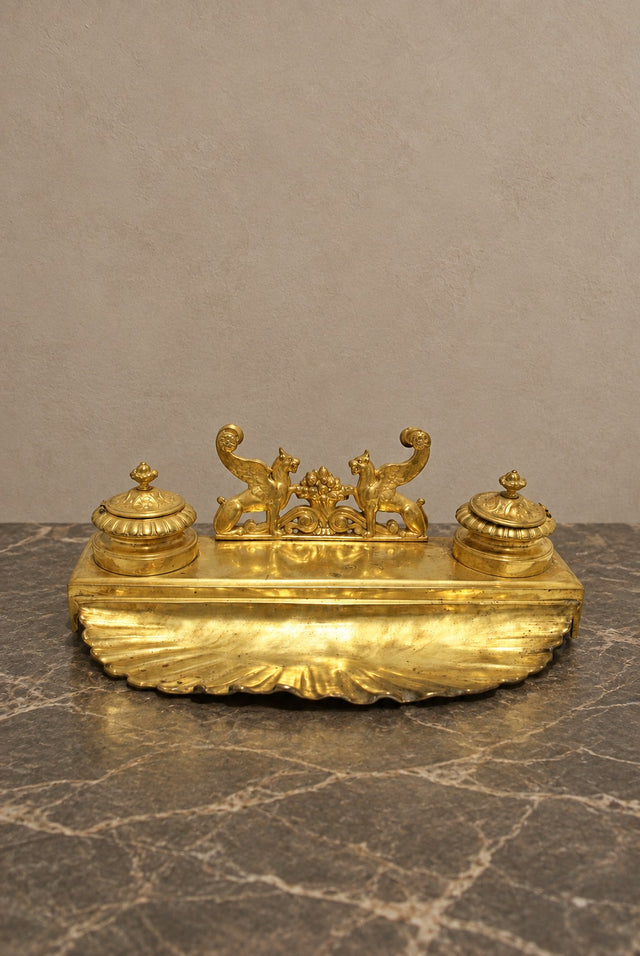 Empire-Style Gilt-Bronze Double Inkstand