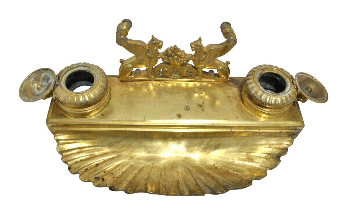 Empire-Style Gilt-Bronze Double Inkstand — original detail view 1