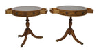 Pair of Regency-Style Leather-Top Drum Tables — original detail view 1