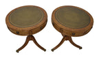Pair of Regency-Style Leather-Top Drum Tables — original detail view 2