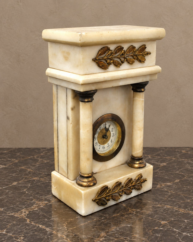Empire-Style Alabaster and Bronze Mantel Clock