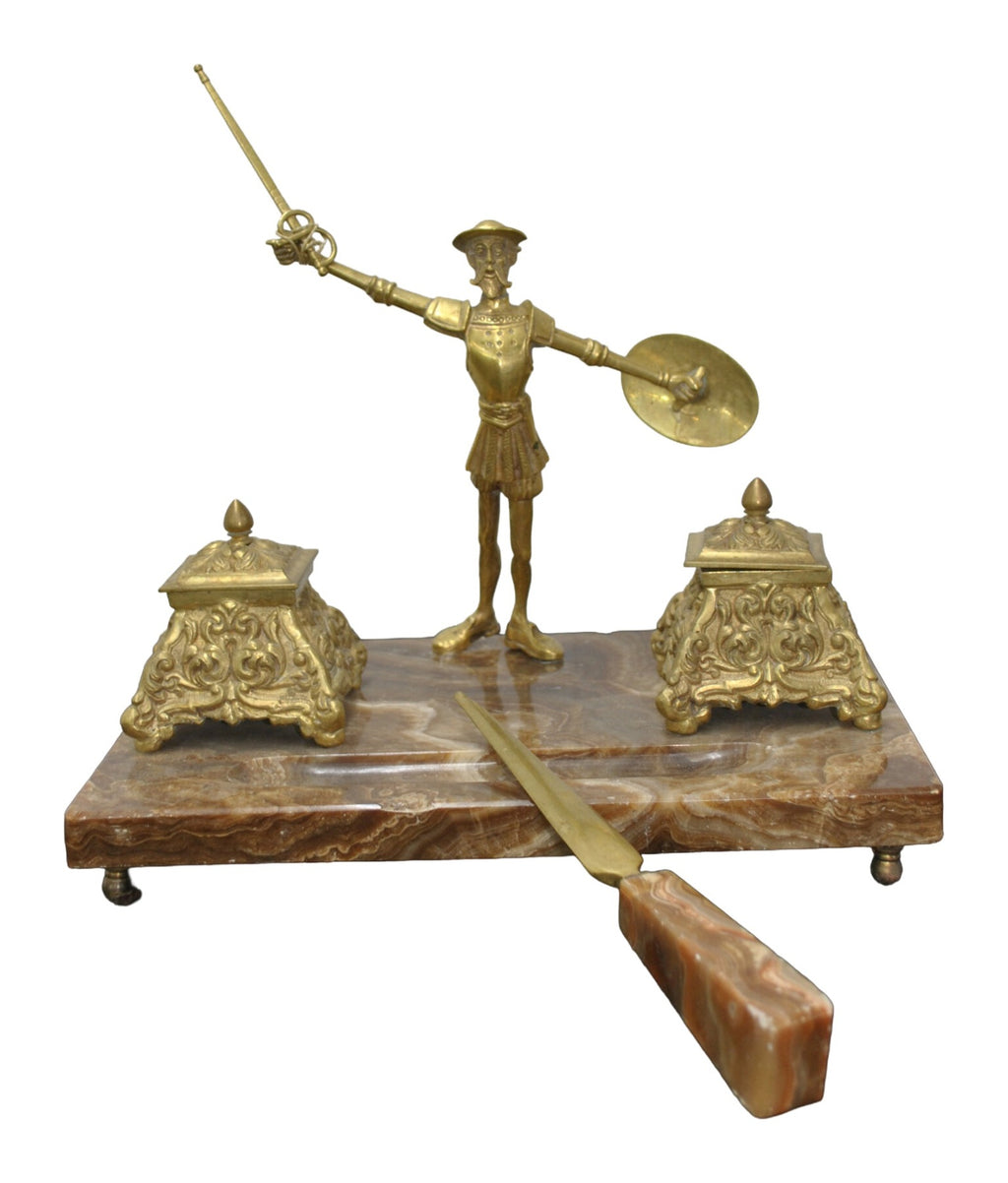 Don Quixote Onyx Inkstand with Letter Opener — original detail view 1