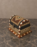 Small Geometric Marquetry Jewellery Box — styled main view
