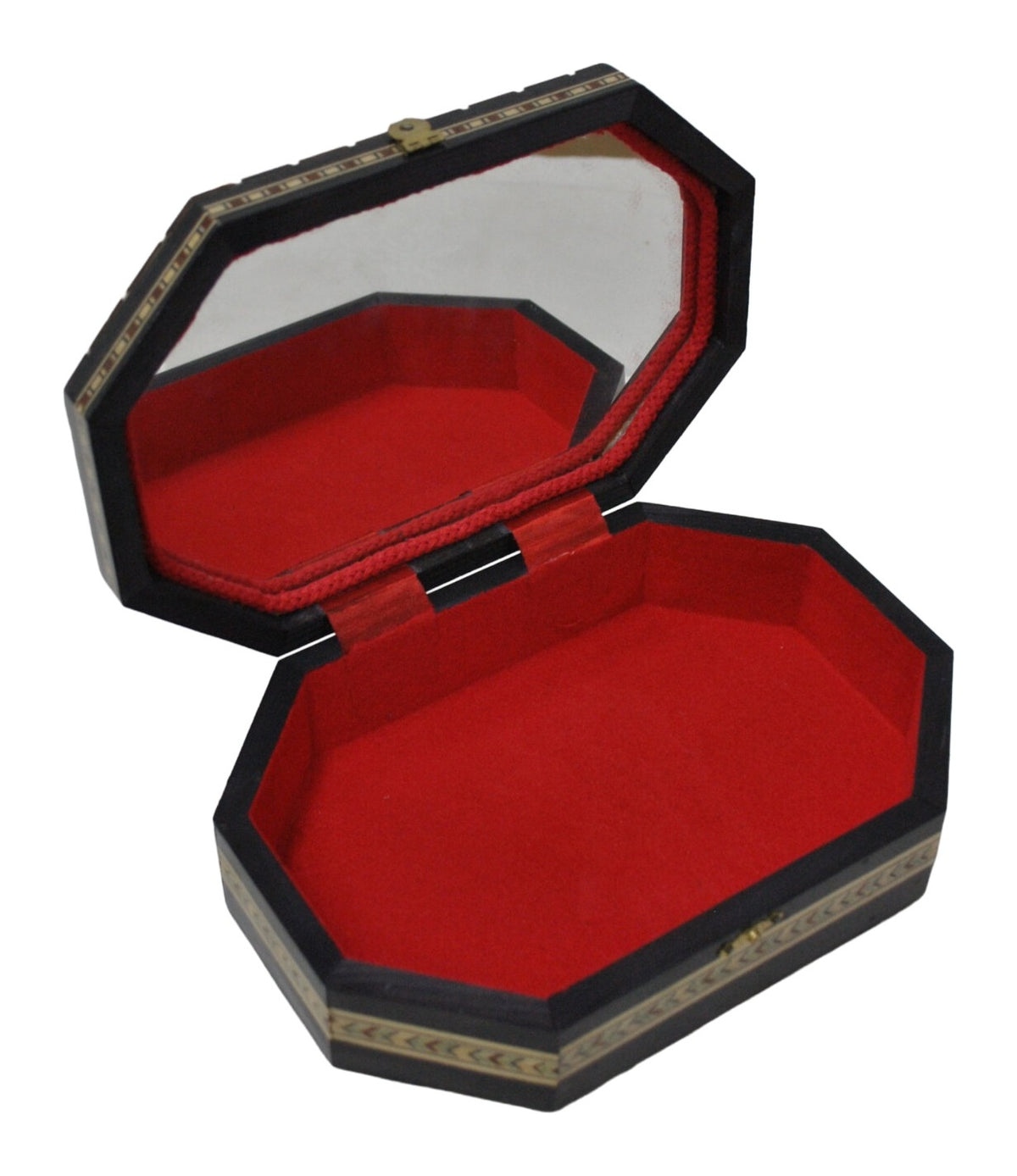 Octagonal Geometric Marquetry Jewellery Box — original detail view 1