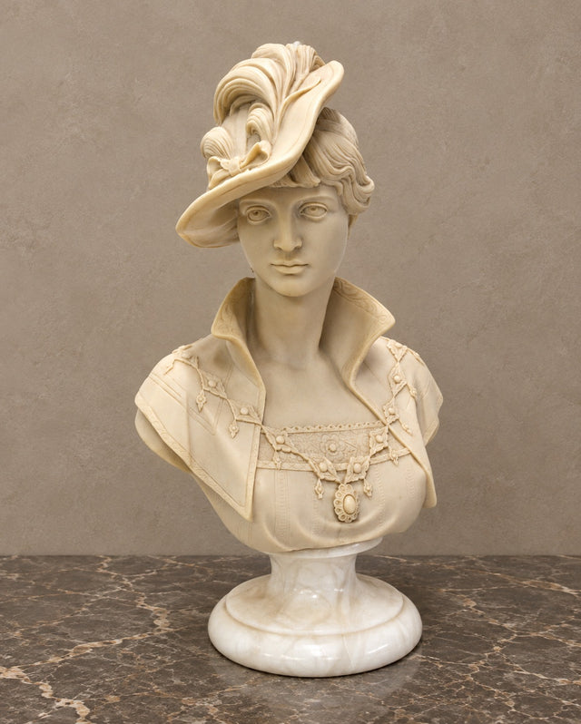 Lady with an Ornate Hat Marble-Composite Bust