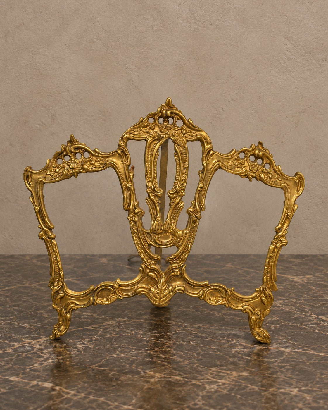 Rococo Gilt-Tone Three-Aperture Photograph Frame — styled main view