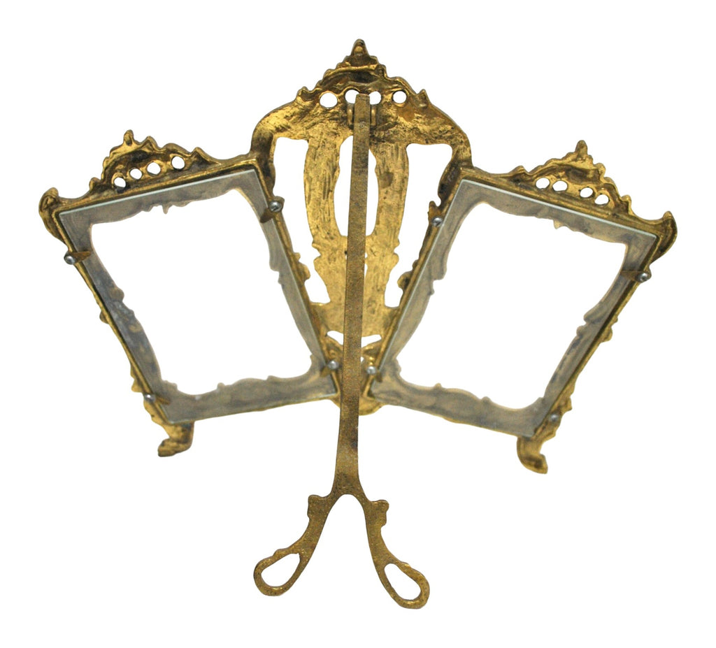 Rococo Gilt-Tone Three-Aperture Photograph Frame — original detail view 1