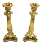 Pair of Empire-Style Bronze Column Candlesticks — original detail view 1