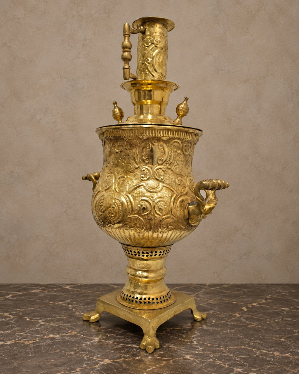 Embossed Brass Samovar — styled main view