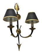 Pair of Empire-Style Sconces with Black Shades — original detail view 1