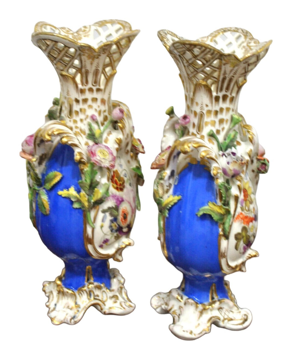 Pair of Nineteenth-Century Vieux Paris Porcelain Vases — original detail view 1