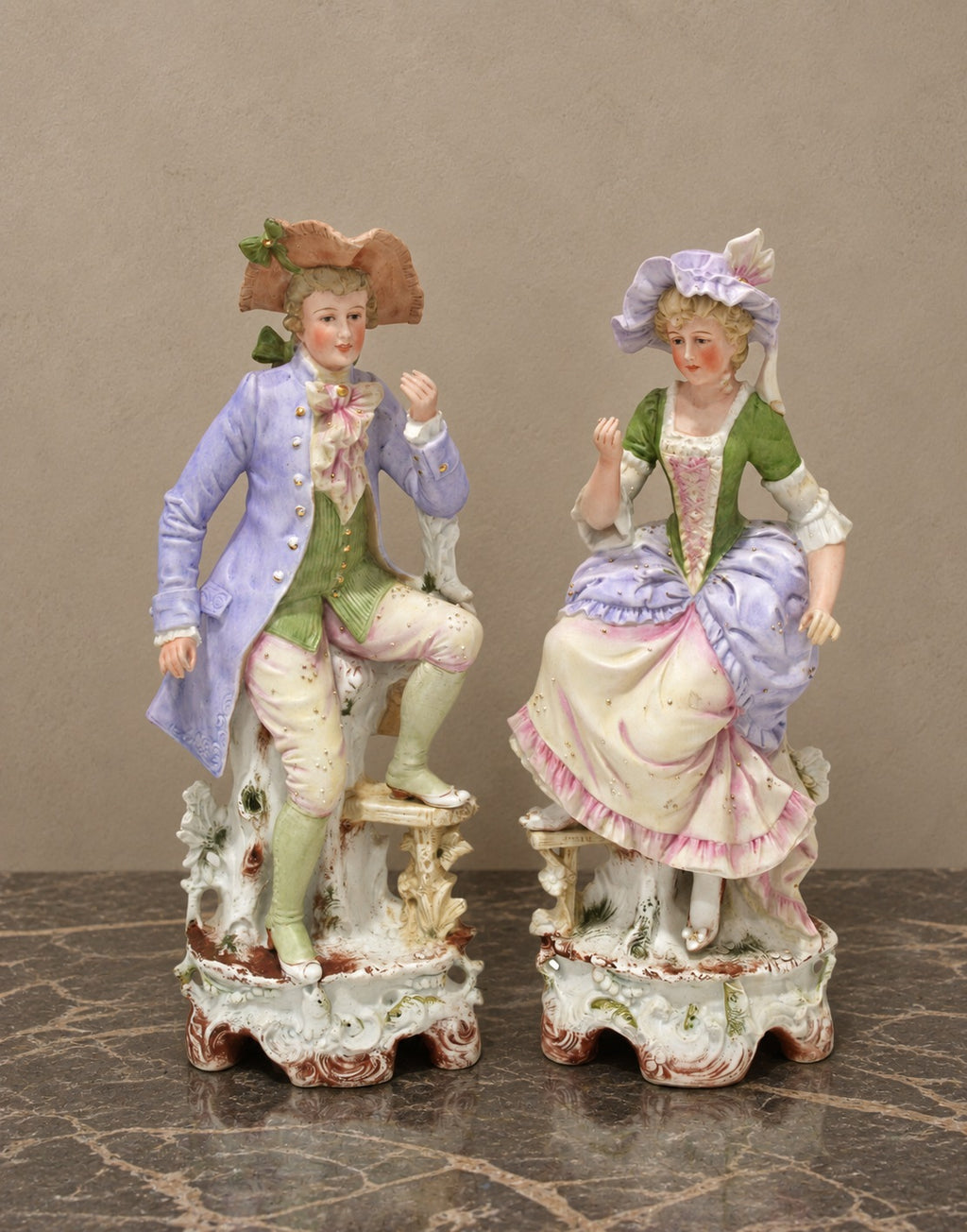 Pair of German Porcelain Courtly Figures — styled main view