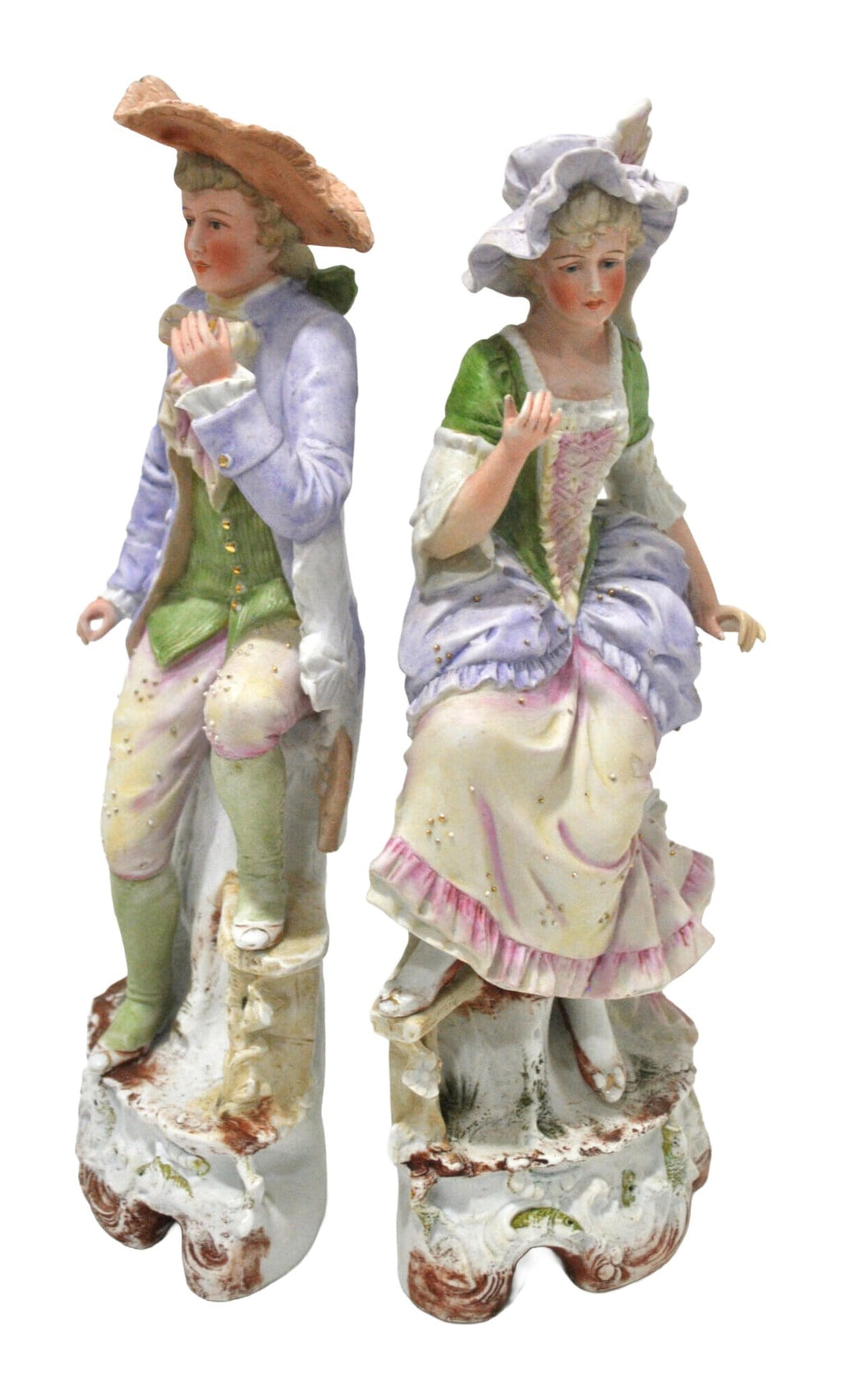 Pair of German Porcelain Courtly Figures — original detail view 1