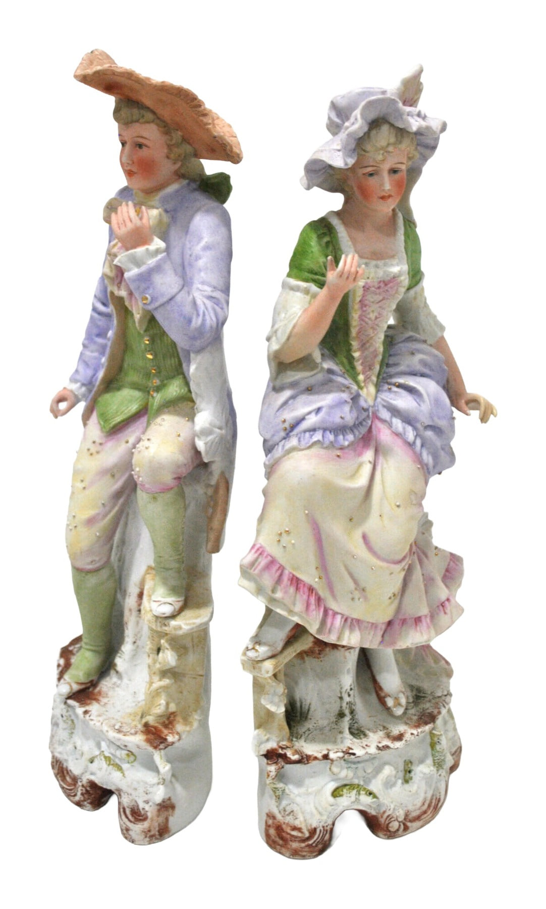 Pair of German Porcelain Courtly Figures — original detail view 1