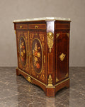 Floral Marquetry Cabinet with Marble Top — styled main view