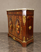 Floral Marquetry Cabinet with Marble Top — styled main view