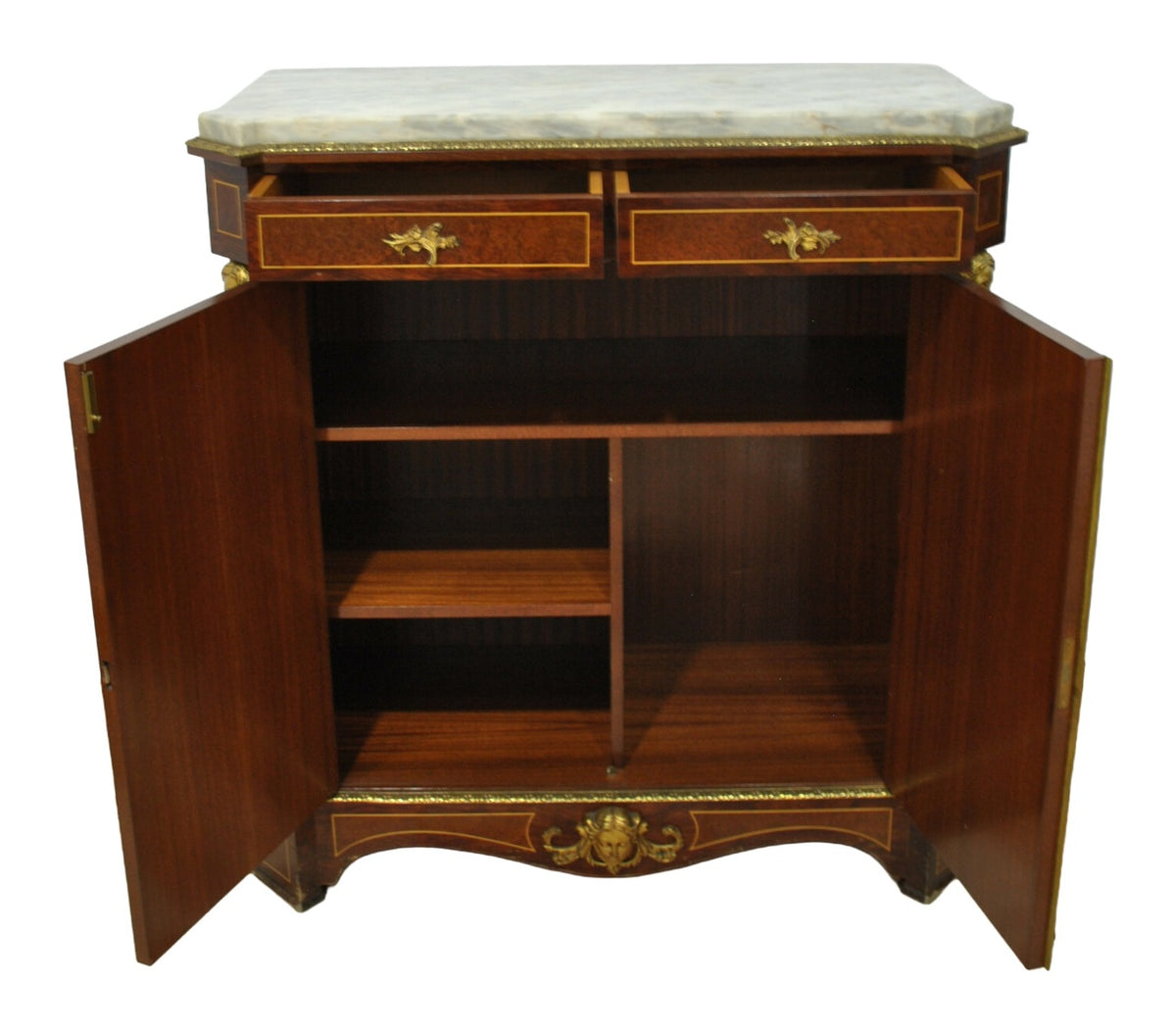 Floral Marquetry Cabinet with Marble Top — original detail view 1