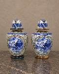 Pair of Bohemian Porcelain Landscape Jars — styled main view