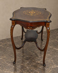 Floral Marquetry and Brass-Inlaid Side Table — styled main view