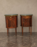 Pair of Demilune Bedside Cabinets with Green Marble — styled main view