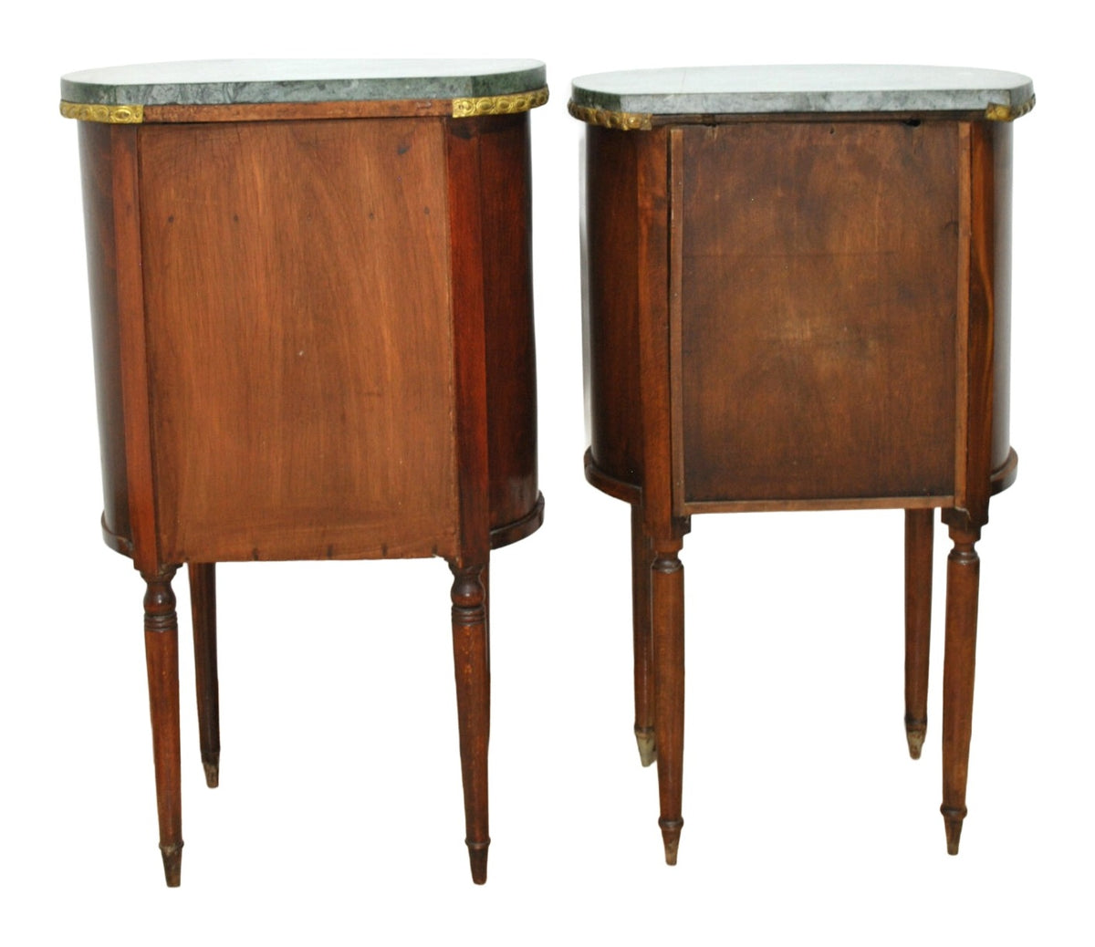 Pair of Demilune Bedside Cabinets with Green Marble — original detail view 2