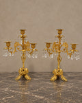 Pair of Rococo-Style Bronze and Crystal Candelabra — styled main view